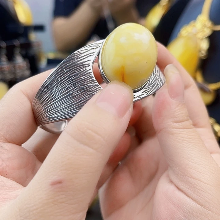 琥珀银S925镶嵌裸石