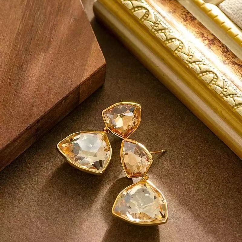 铜合金锆石耳饰 主播同款饰品耳环金色