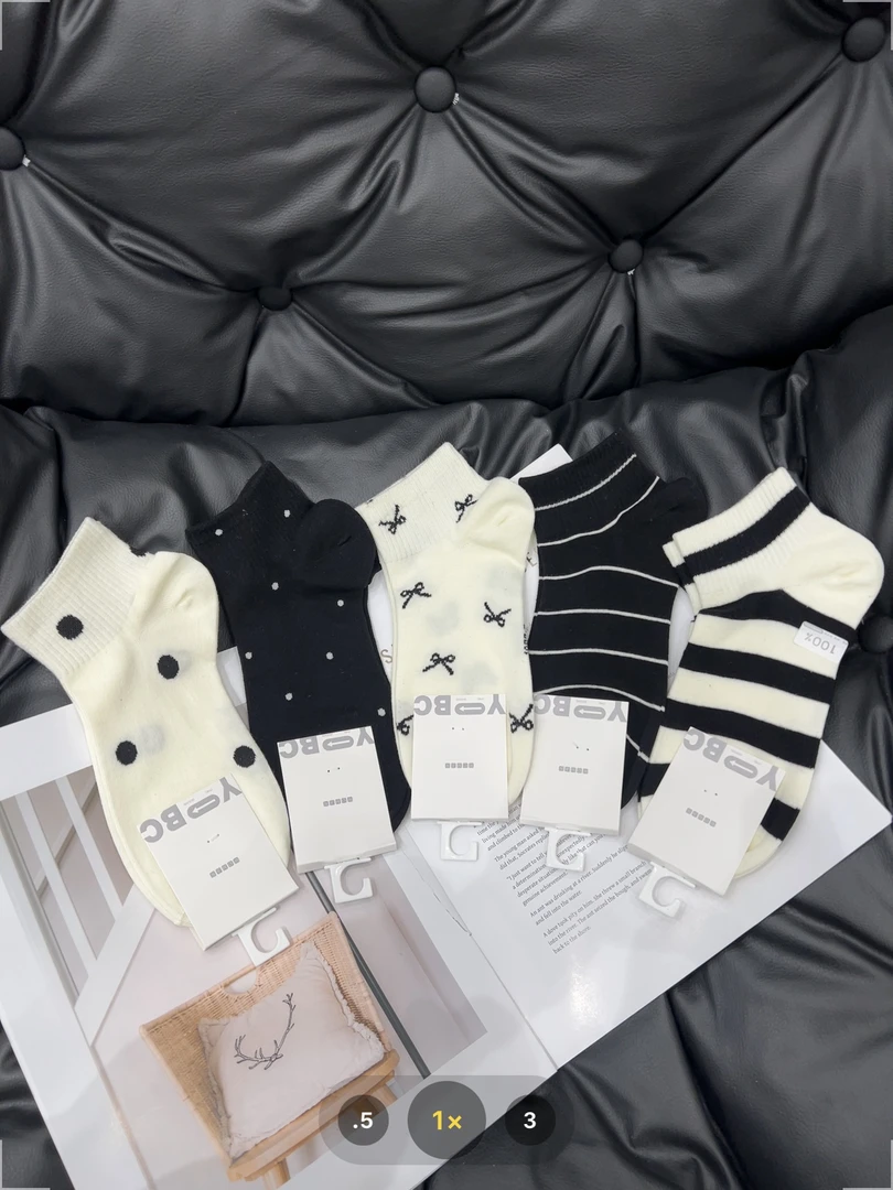 【七安倩】波点条纹蝴蝶结短袜