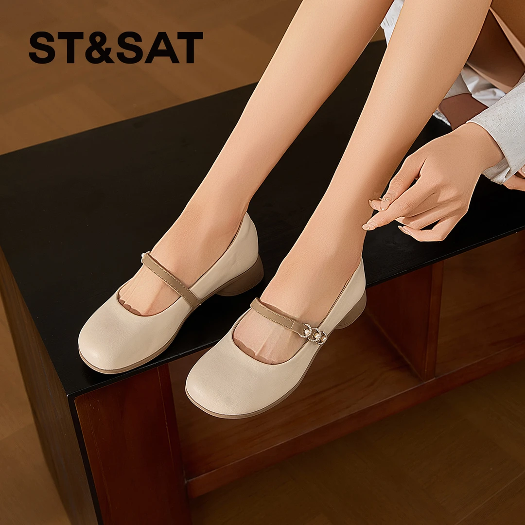 St&Sat/星期六玛丽珍鞋2025春季新款水钻英伦风单鞋软底舒适女鞋