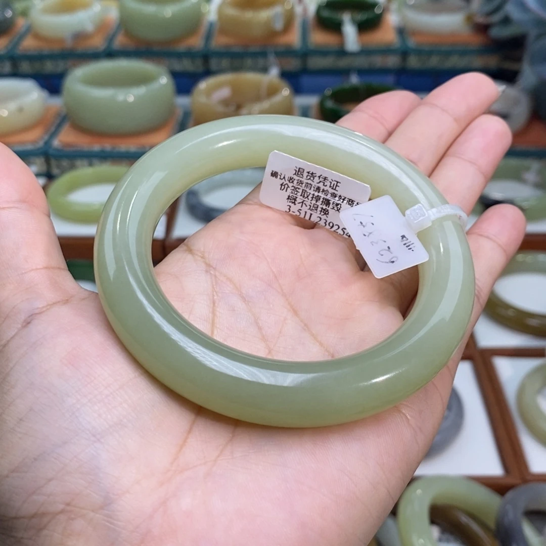 和田玉未镶嵌手镯和田玉且末青黄5960