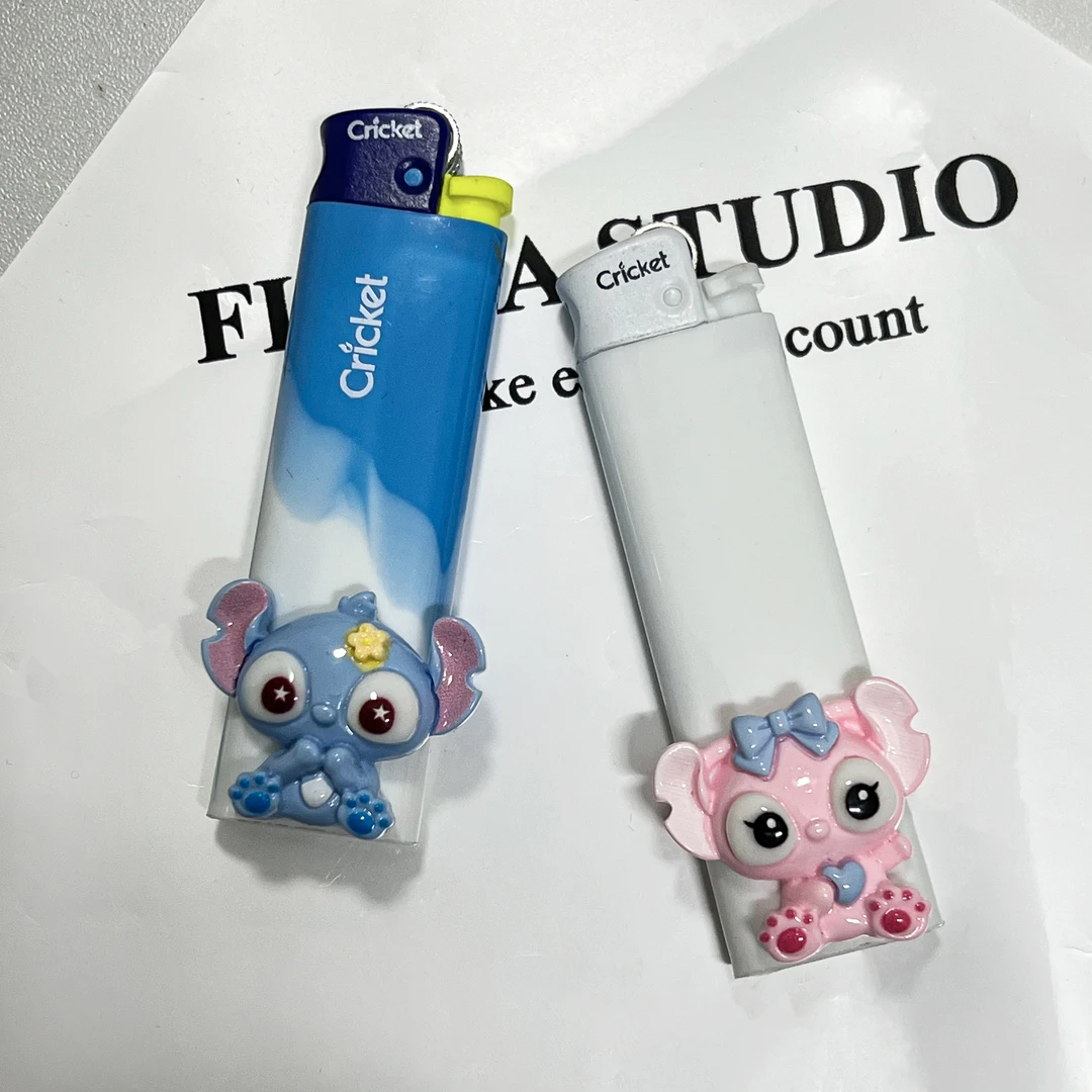 创意史迪奇卡通草蜢打火机可爱滑轮砂轮防爆情侣礼物礼盒公仔少女