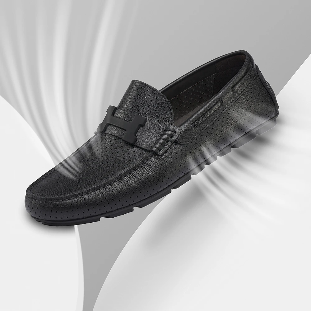 新款休闲男士豆豆鞋冲孔轻奢舒适透气驾车鞋软底软面一脚蹬A7788