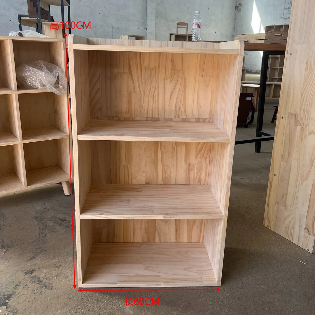 三层书架 实木原木多层收纳储物架