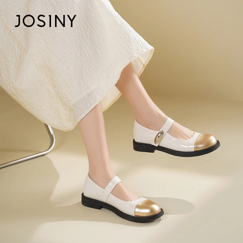 卓诗尼拼色单鞋2025春季新款女士外出轻奢通勤久站不累脚百搭女鞋