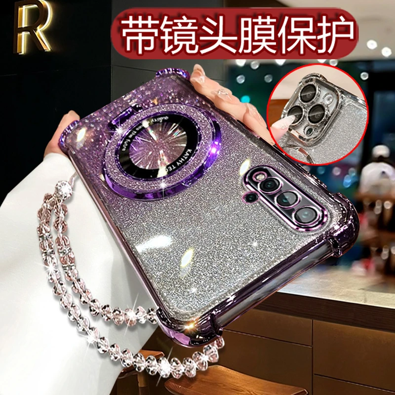 适用华为nova5手机壳女Nova5Pro高级新款SEA闪粉支架AL00全包软壳