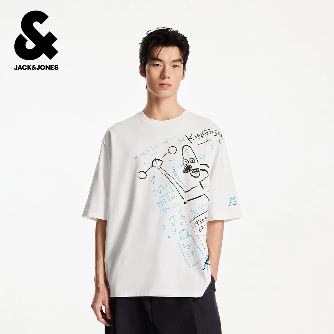 杰克琼斯男装BSQ联名款秋季新款字母胶印日常简约宽松短袖T恤