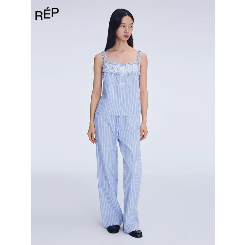 REP-TOMMY ZHONG设计师品牌法式航海风花边精致小吊带 25FW女装