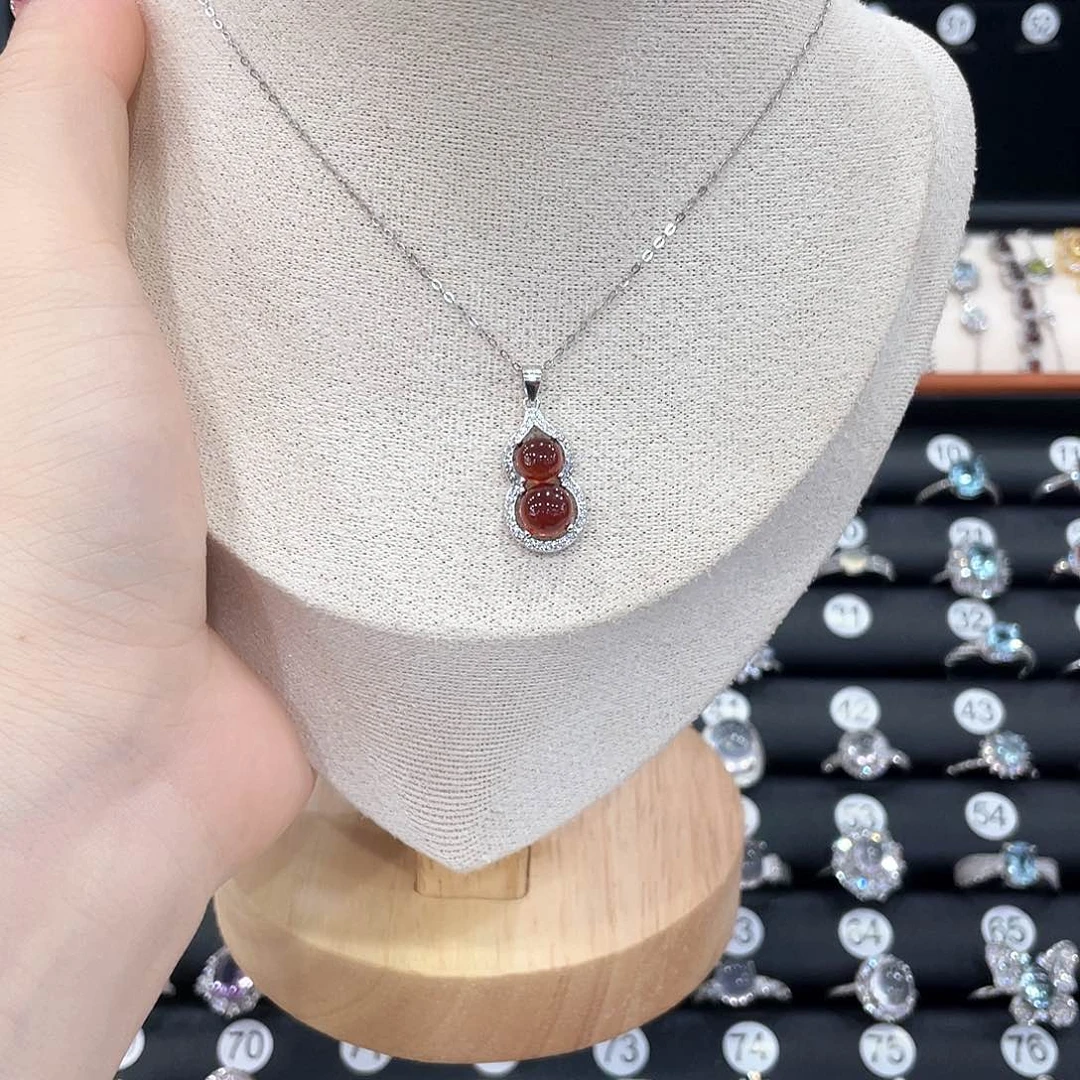 银S925镶嵌吊坠(赠链)石榴石h****y
