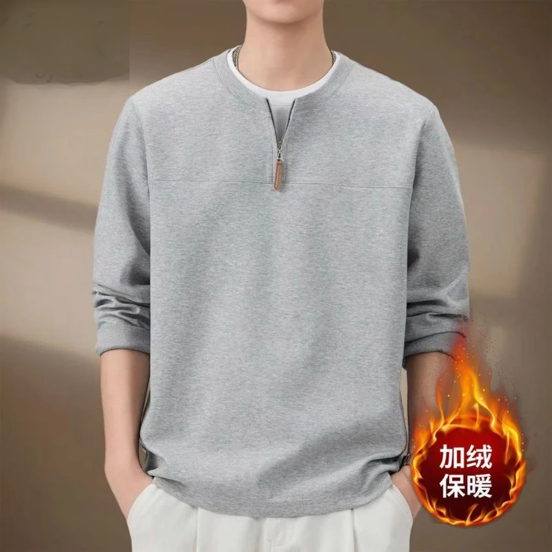 男士卫衣半拉链套头休闲秋季宽松新款百搭纯色长袖两件潮牌上衣男