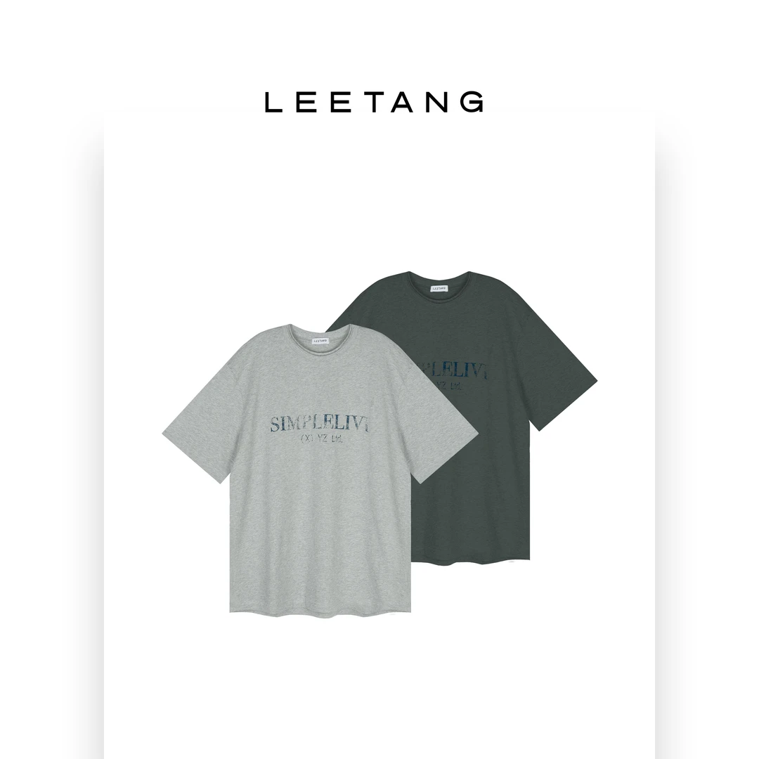 【LEETANG】字母做旧印花短袖T恤LT-YZ2361