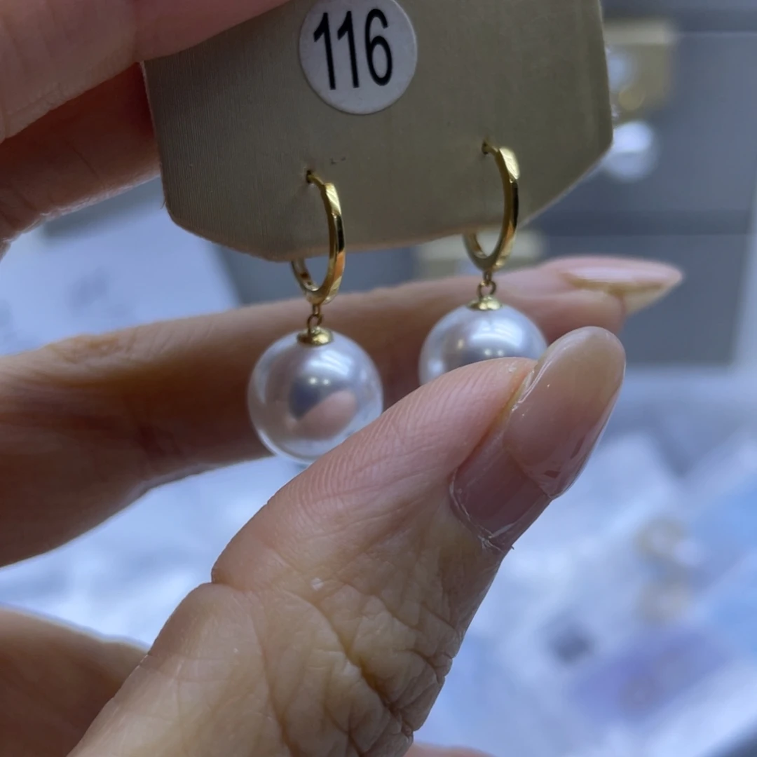 淡水珍珠耳饰18K金镶嵌