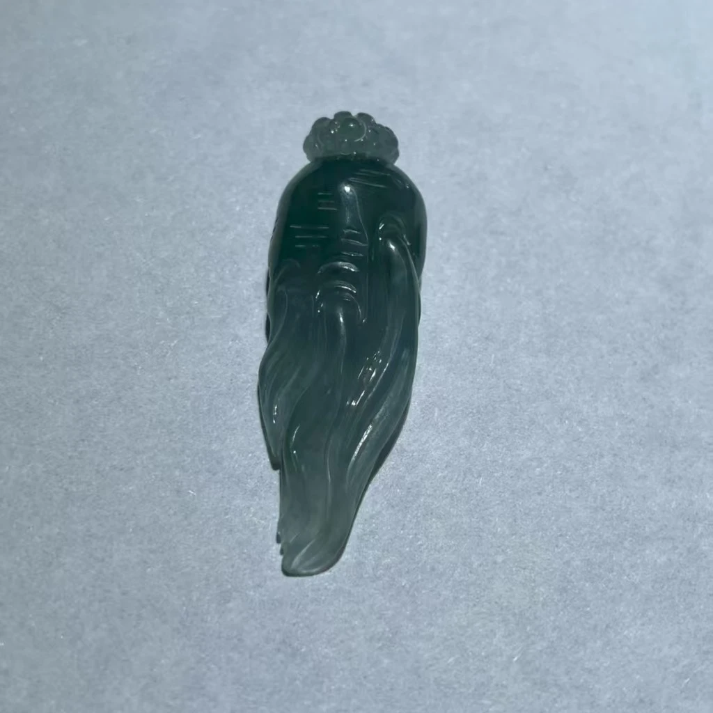 天然翡翠A货冰蓝水人身如意吊坠
