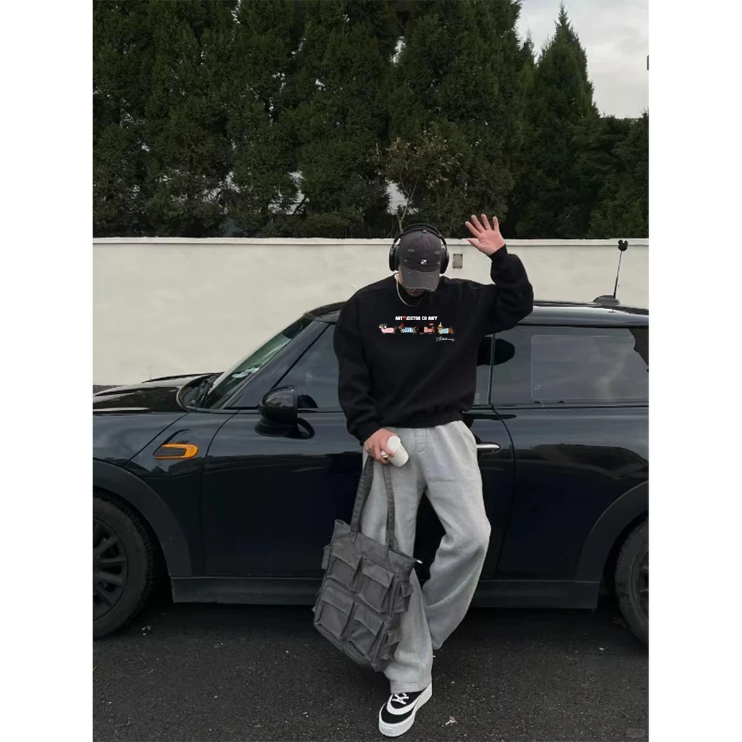 【082福利】桃心新款腊肠狗情侣休闲加绒圆领卫衣