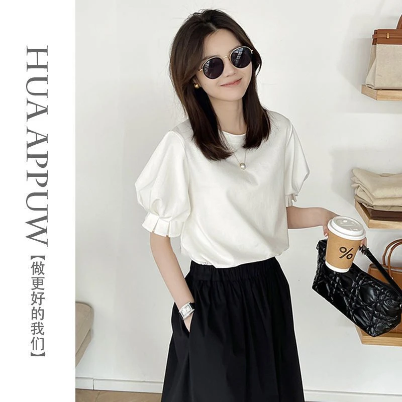 时尚高级感2025年新款夏季女装法式设计套头短袖t恤洋气百搭上衣