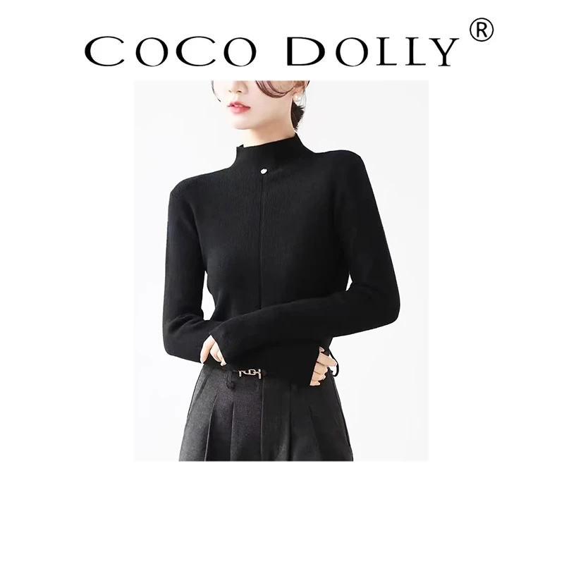 COCO DOLLY2025秋季新款套头时尚休闲百搭圆领打底针织衫上衣7007