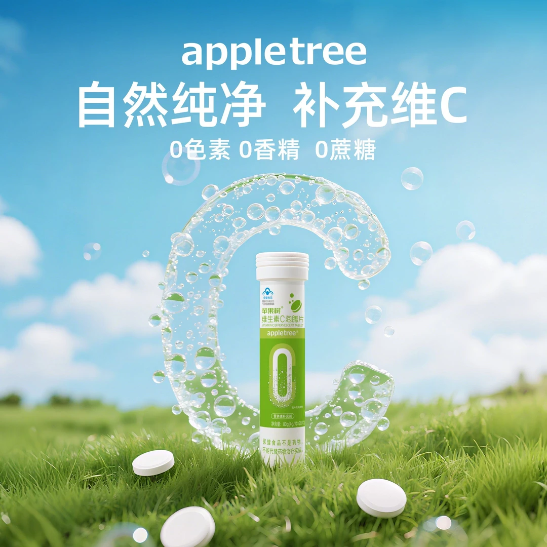 苹果树appletree泡腾片维生素C正品成人儿童补充维他命C无蔗糖