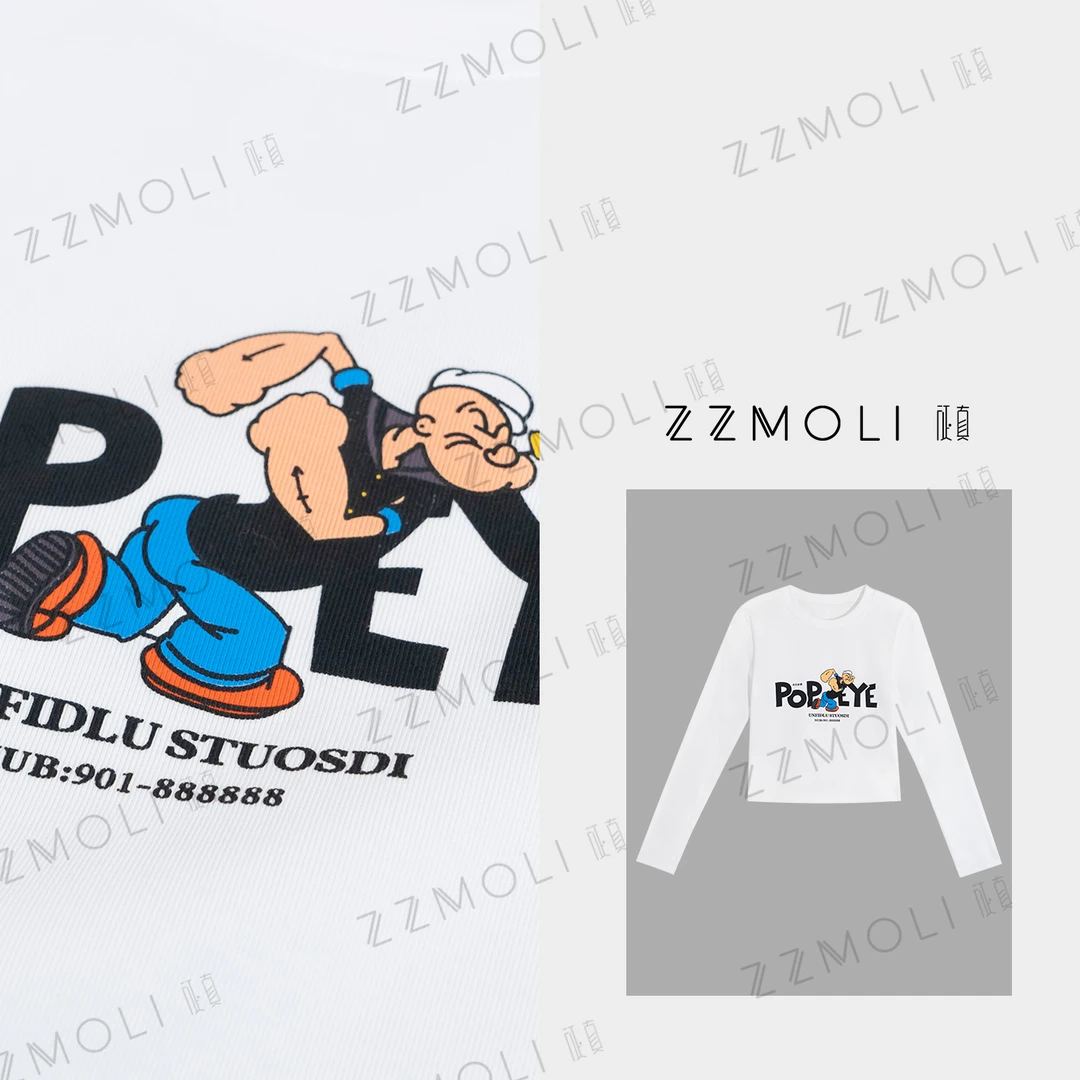 ZZMOLI“大力水手”磨毛长袖T恤秋冬女款洋气休闲打底上衣 ZBY29763