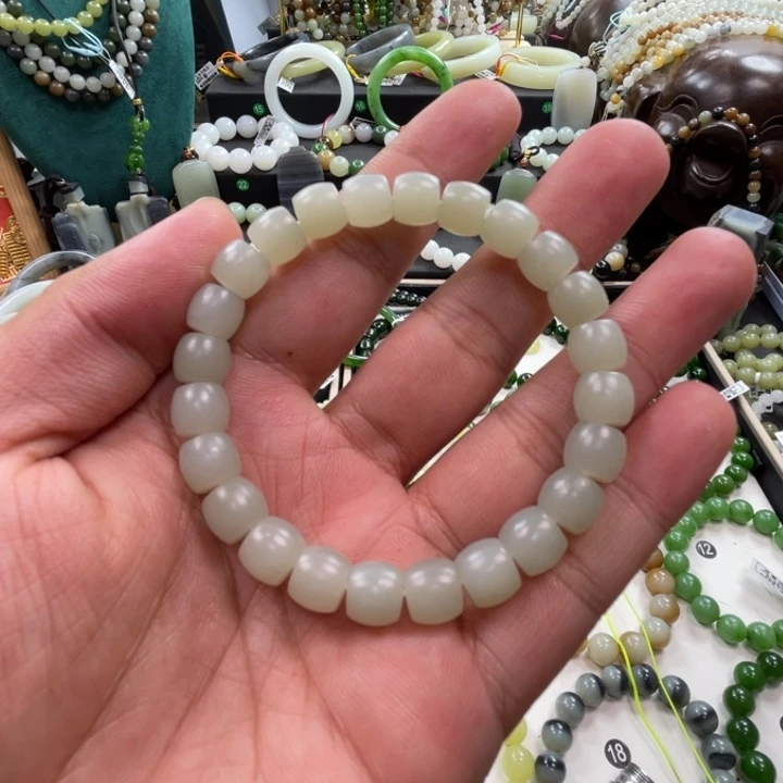 手链未镶嵌和田玉新疆且末青白卡9柔光直切