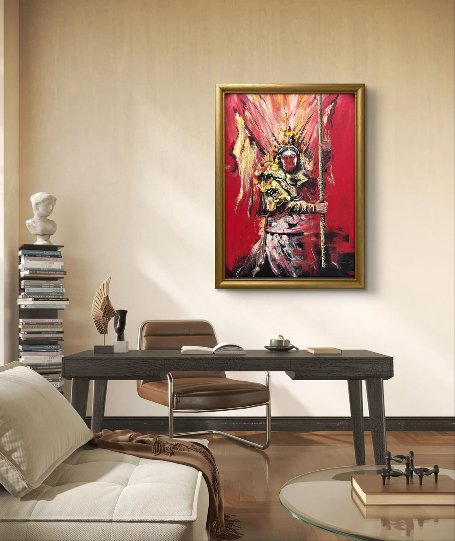 周老师高级定制【焰影齐天】背景墙装饰画尺寸：50*70cm