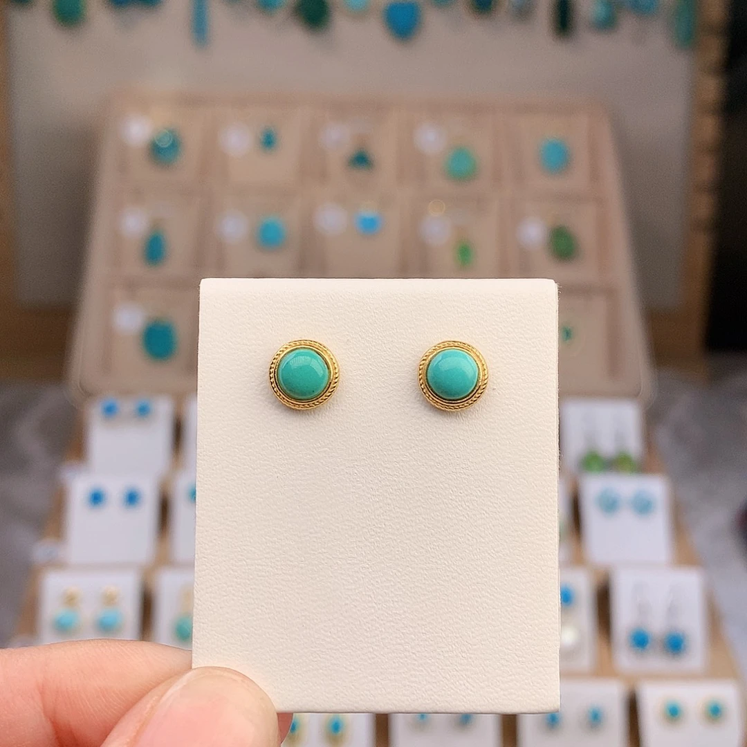银S925镶嵌绿松石耳饰