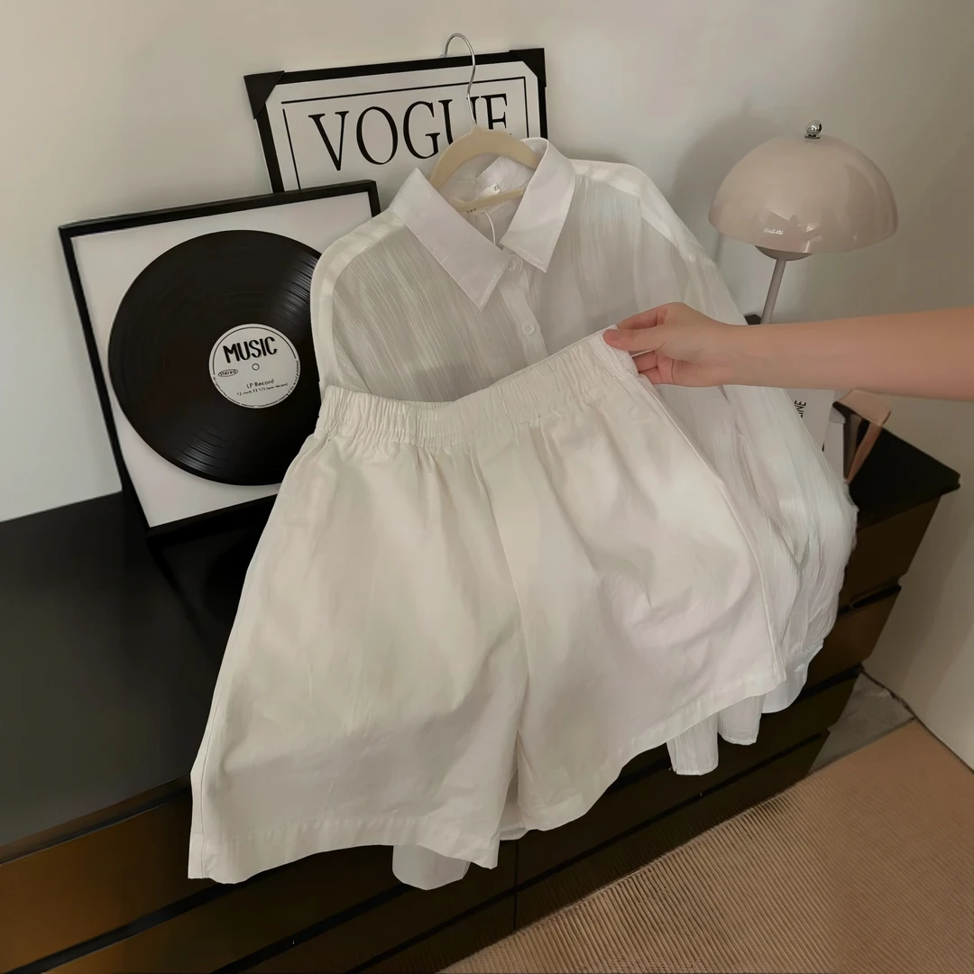 【钛金棉】夏天外穿短裤宽松高腰简约棉女三分松紧腰百搭阔腿裤8926