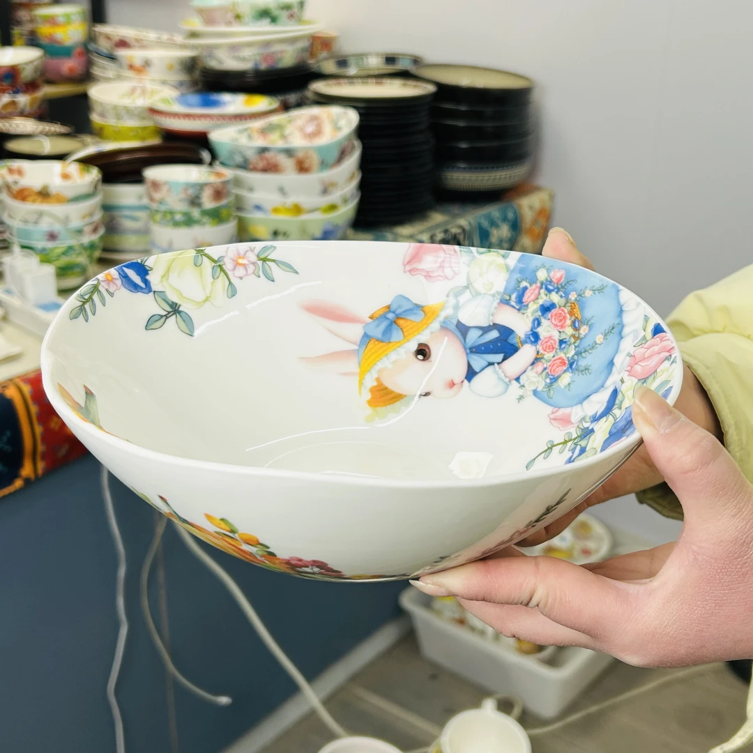 微瑕 南瓜兔9英寸异形沙拉碗一个