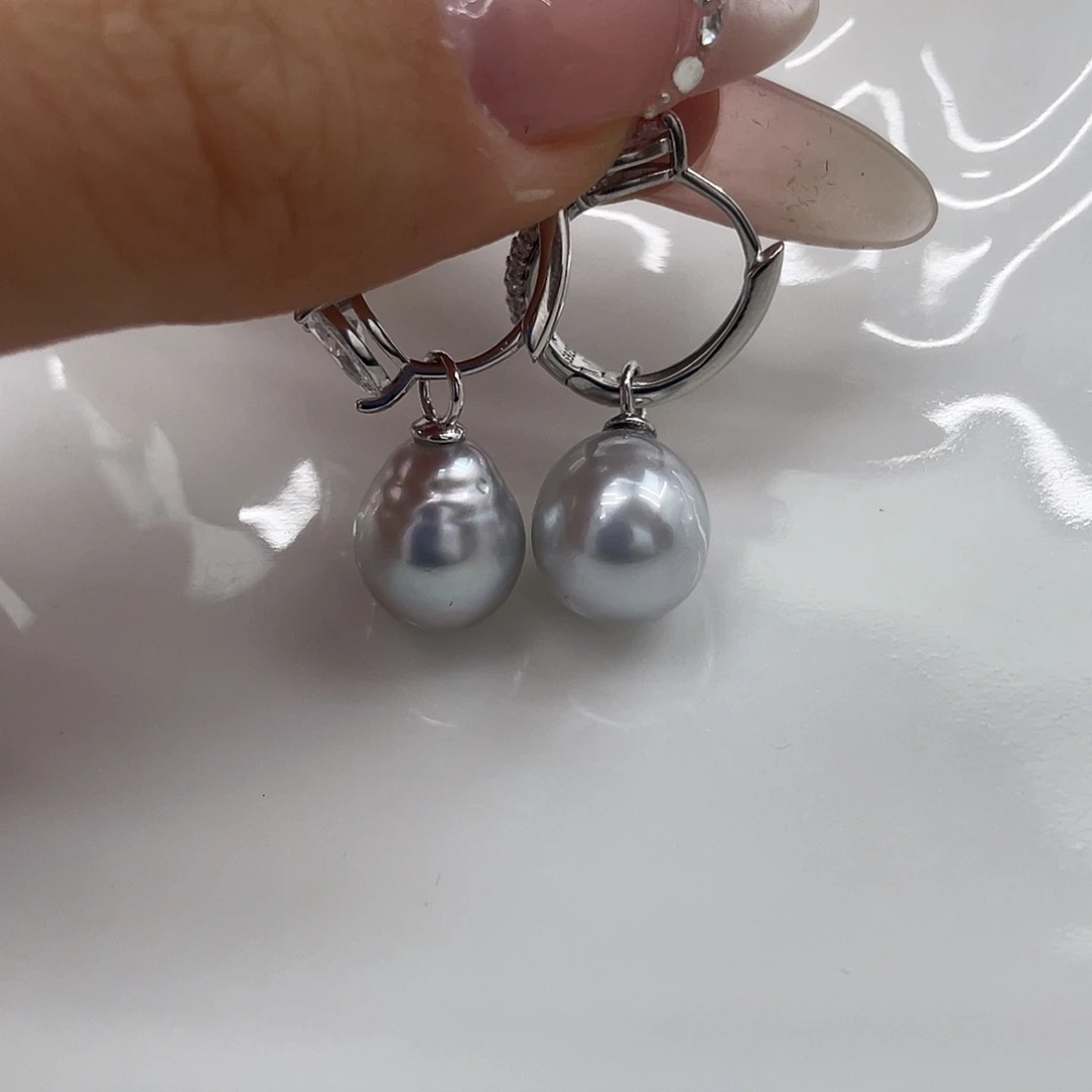 海水珍珠耳饰银S925镶嵌