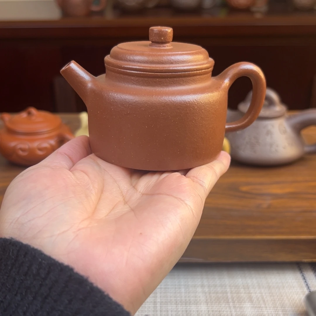 紫砂茶壶红降坡德钟半手瑕品150cc