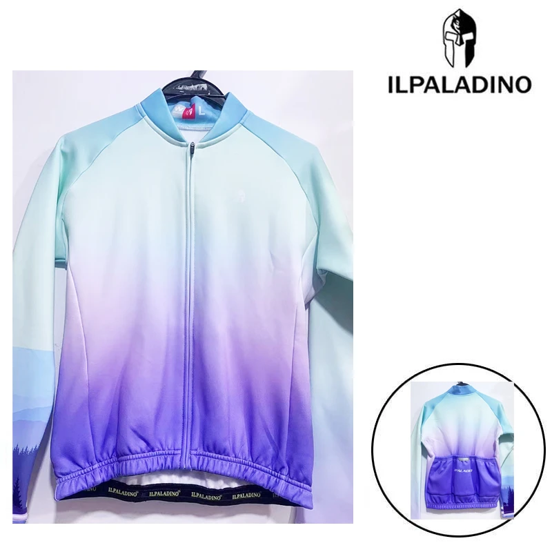 SQ 155 【蓝紫渐变小树抓绒长袖女士】ILPALADINO骑行服秋冬