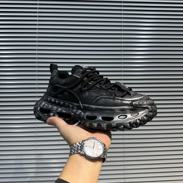 2025年春季新款男士时尚百搭潮流系带厚底增高运动休闲老爹鞋