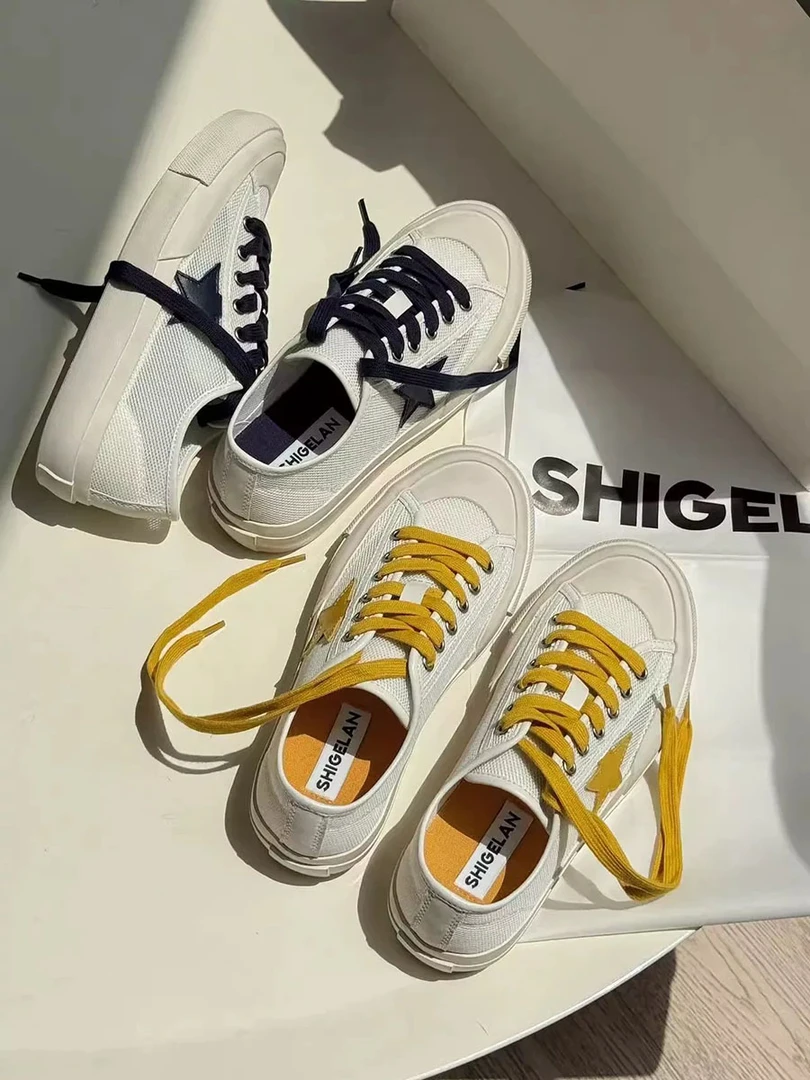 诗歌兰女鞋2025夏季新款真皮厚底星星板鞋女时尚百搭休闲小白鞋女