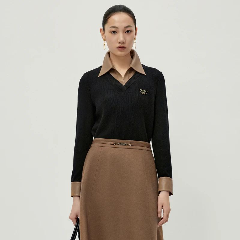 【晨粉专享价】NEXY.CO/奈蔻商场同款冬季POLO领针织衫女高级感
