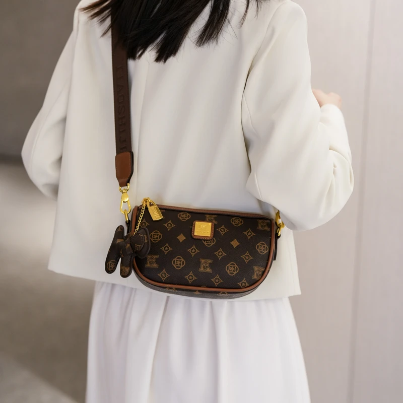 2025新款包包女式时尚百搭单肩斜挎包复古洋气腋下包高级小方包