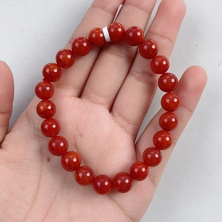 南红玛瑙未镶嵌瓦西收藏级锦红圆珠单圈8mm