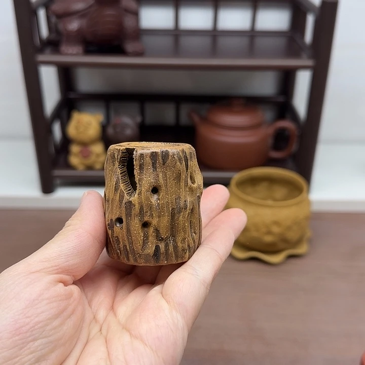 茶案段泥镂空树桩盖置