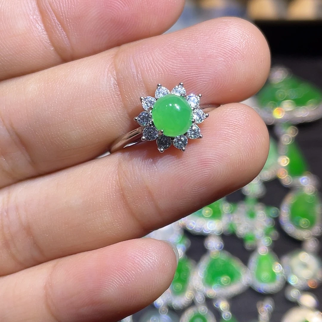 翡翠银S925镶嵌戒指