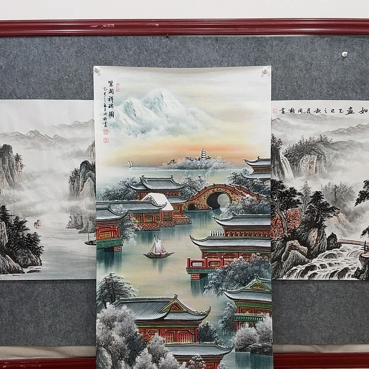 国画手绘国画紫阁祥瑞图