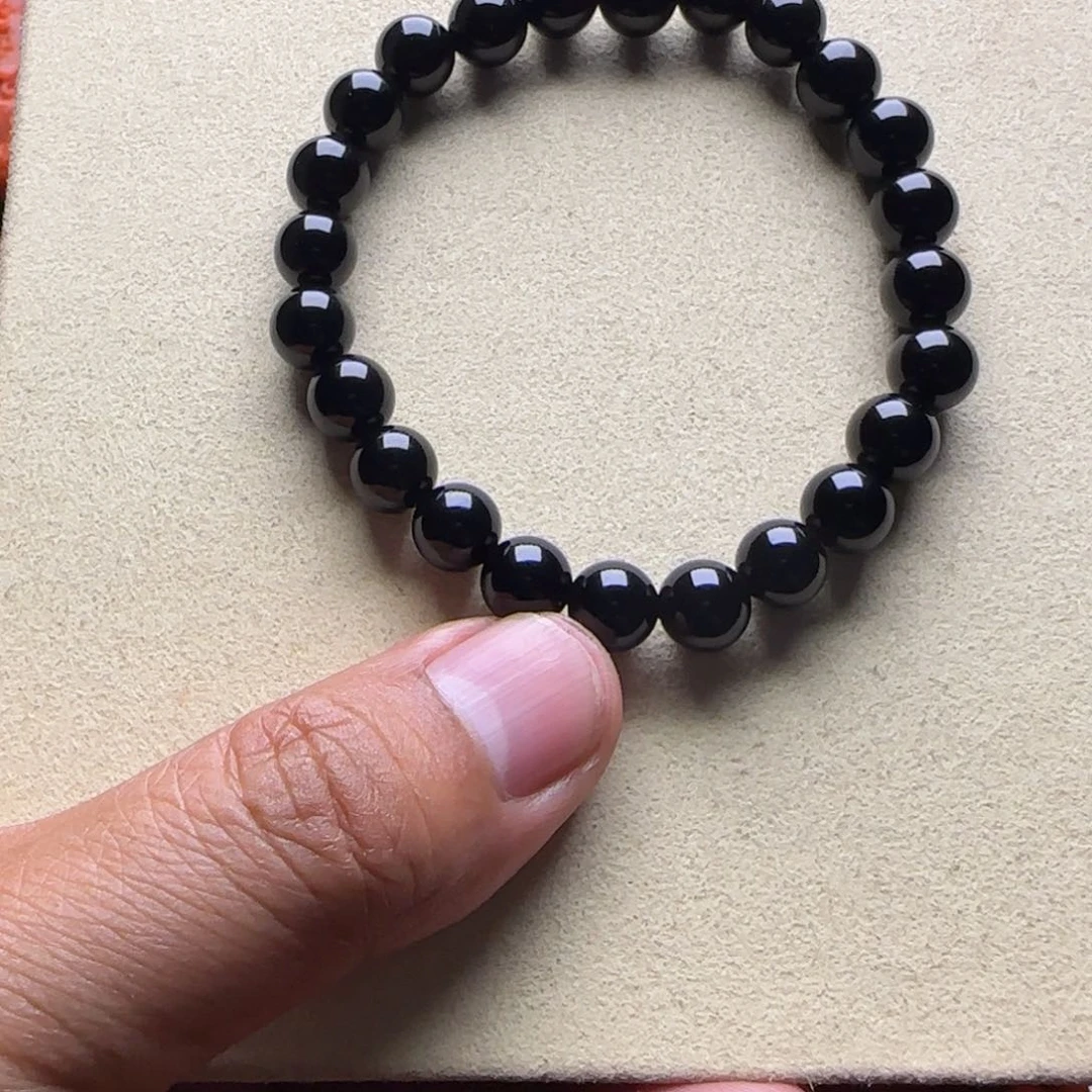 玛瑙/玉髓手链未镶嵌8mm黑玛瑙