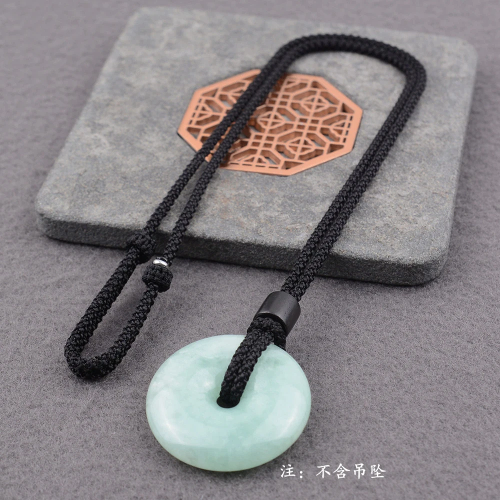 绳玉石平安扣专用吊坠挂绳免绑黑檀木项链绳子男女款
