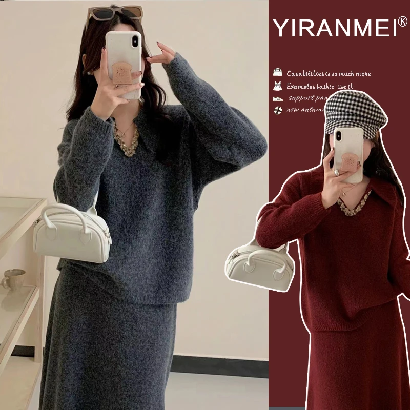 小个子时尚~024秋冬新款网红时尚气质显瘦连衣裙红色喜庆新年套装