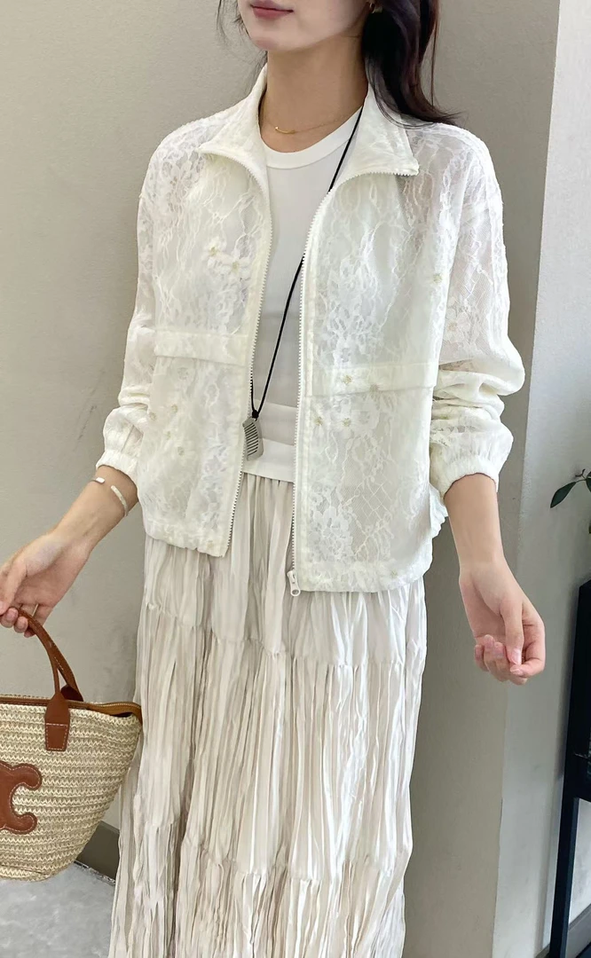 邹先森25069-29杭州品牌时尚百搭蕾丝提花面料小立领外套