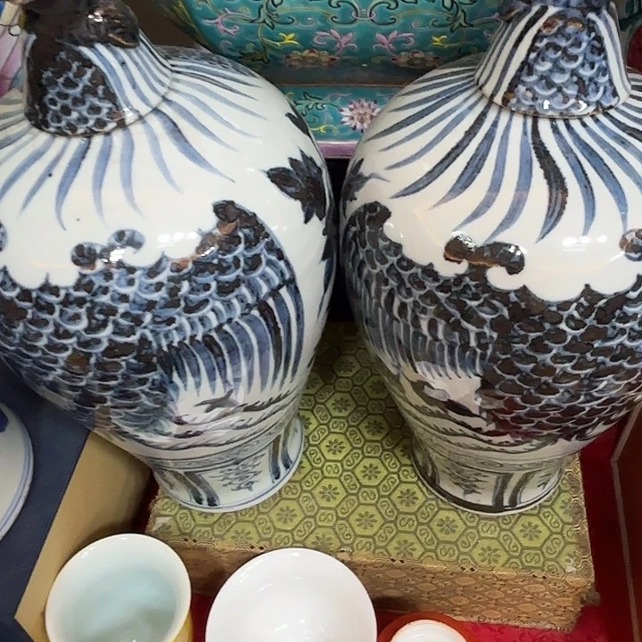 浪***花陶瓷摆件不固定一对