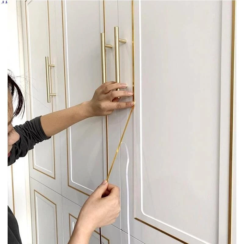 免裁剪金色装饰条自粘金属贴纸防水防潮家具柜门墙面背景墙贴家用