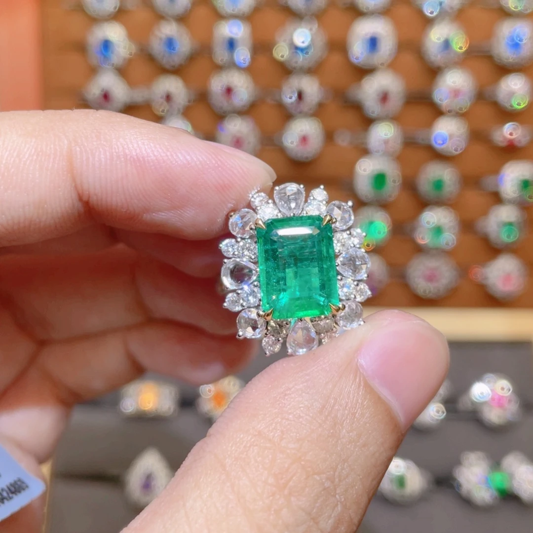 祖母绿戒指18K金镶嵌4.55ct 两用