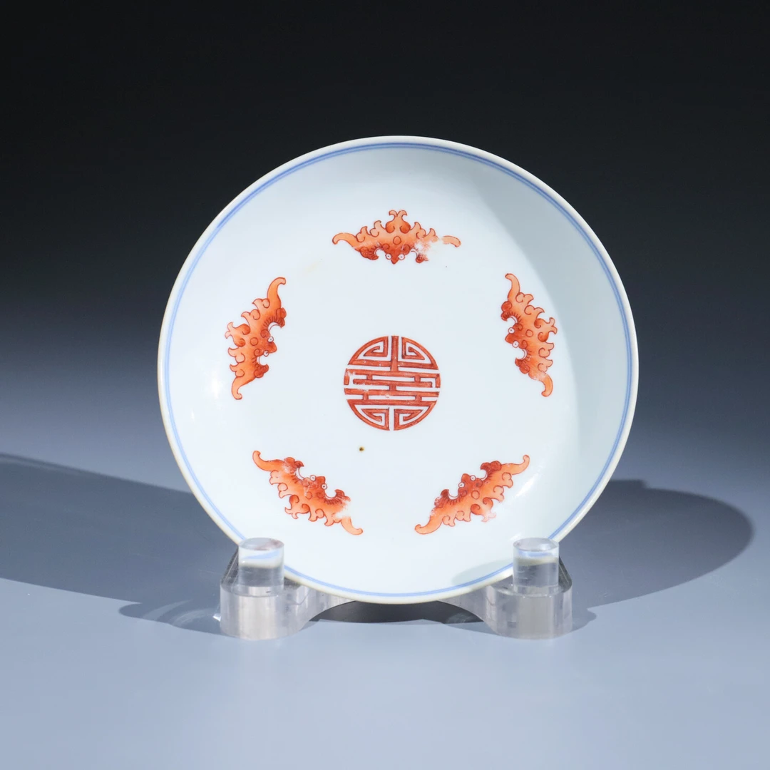 M25J8001289 - (官)清嘉庆粉彩花卉内五福捧寿纹盘