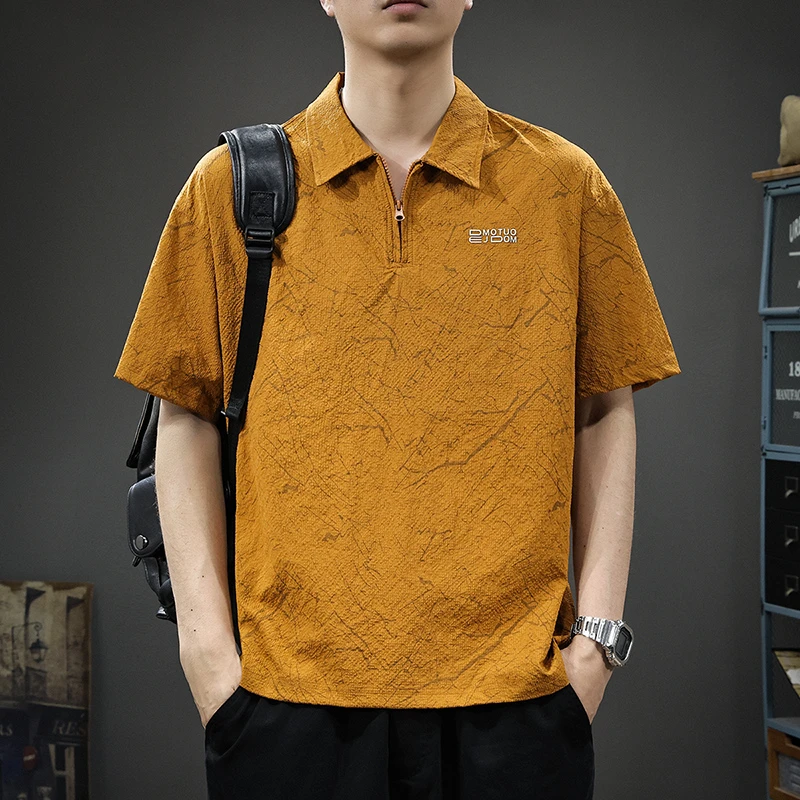 2025新款美式冰丝polo衫男夏季薄款宽松ins潮牌短袖t恤速干保罗衫