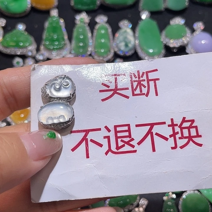 广***揭翡翠银S925镶嵌颈饰