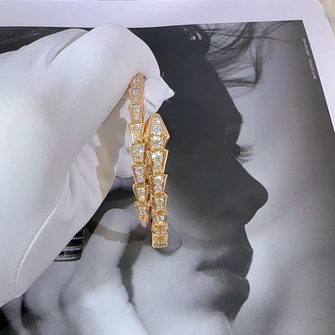 实验室培育钻石18k金满钻手镯时尚前卫豪华爆闪百搭