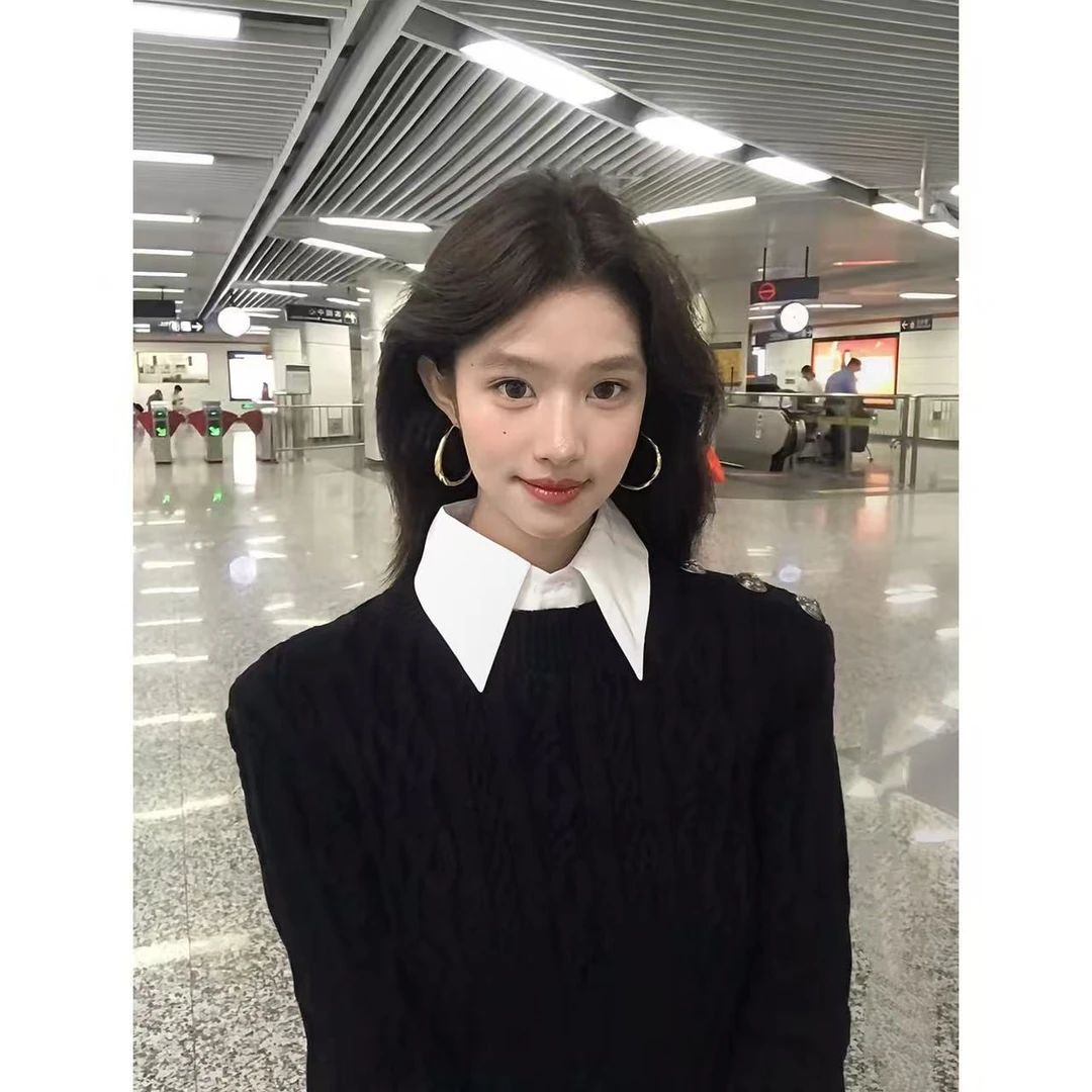 徐秋阳 悉尼日记 秋冬新款舒适百搭简约毛衣针织（带领子）#376-